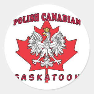 Sticker Rond Feuille polonaise canadienne de Saskatoon