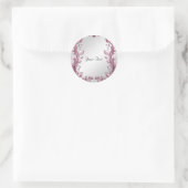 Sticker rond Feuille rose fleuri classique floral (Sac)