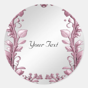 Sticker rond Feuille rose fleuri classique floral