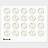 Sticker Rond Feuille : Sceau de Initiales de Mariage Botanique (Feuille)