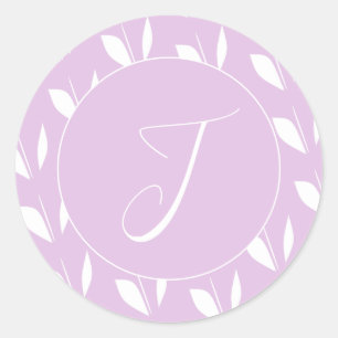 Sticker Rond Feuille silhouette blanche enveloppe violette