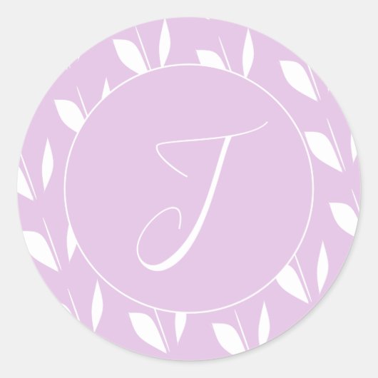 Sticker Rond Feuille silhouette blanche enveloppe violette (Devant)