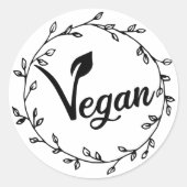 Sticker Rond Feuille végane élégante (Devant)