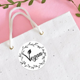 Sticker Rond Feuille végane élégante
