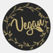 Sticker Rond Feuille végane élégante  (Devant)