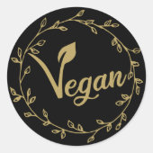 Sticker Rond Feuille végane moderne (Devant)