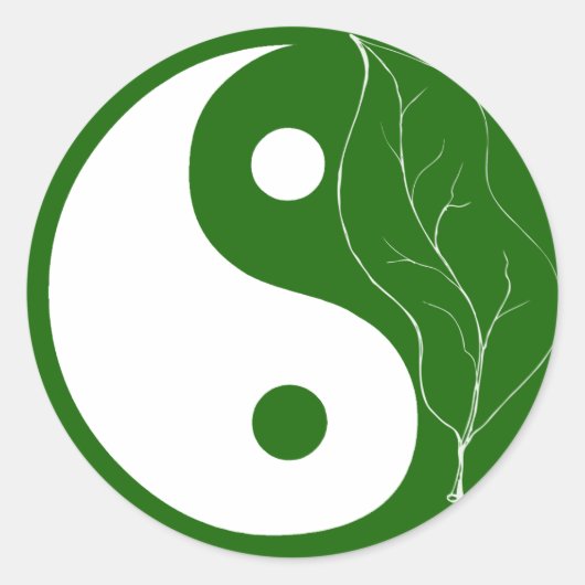 Sticker Rond Feuille verte Yin Yang (Devant)