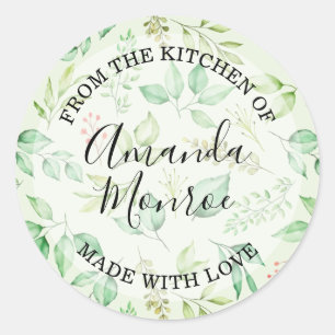 Sticker Rond Feuilles Aquarelle DE LA CUISINE