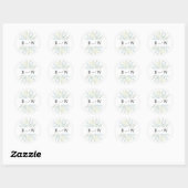 Sticker Rond Feuilles aquarelle en Mariage teintes vertes (Feuille)