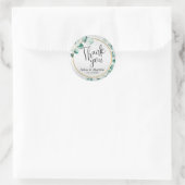 Sticker Rond Feuilles aquarelle et paillettes blanches (Sac)