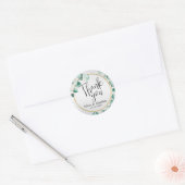 Sticker Rond Feuilles aquarelle et paillettes blanches (Enveloppe)
