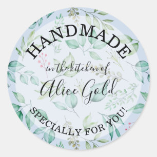 Sticker Rond Feuilles Aquarelle FAITES À LA MAIN pour Vous Ca