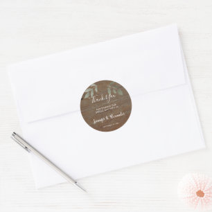 Sticker Rond Feuilles aquarelle sur le bois de grange merci mar