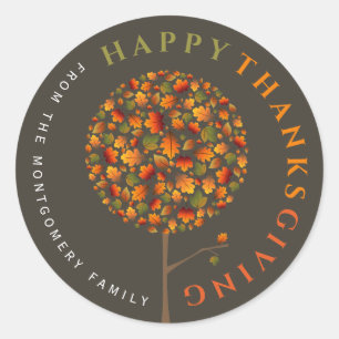 Sticker Rond Feuilles Automne Bon thanksgiving Pop Tree Automne