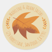 Sticker Rond Feuilles Automne Couple Automne Retourner Adresse (Devant)