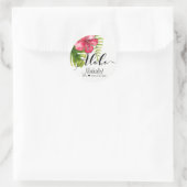 Sticker Rond Feuilles blanches de l'Hibiscus Tropical Chic comm (Sac)