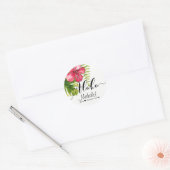 Sticker Rond Feuilles blanches de l'Hibiscus Tropical Chic comm (Enveloppe)