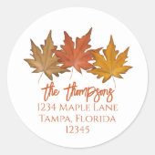 Sticker Rond Feuilles botaniques d'automne couleur or Adresse d (Devant)