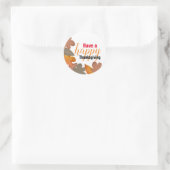 Sticker Rond Feuilles Burlap, Bon thanksgiving (Sac)