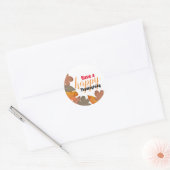 Sticker Rond Feuilles Burlap, Bon thanksgiving (Enveloppe)