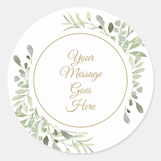 Sticker Rond Feuilles d'aquarelle douce (Devant)