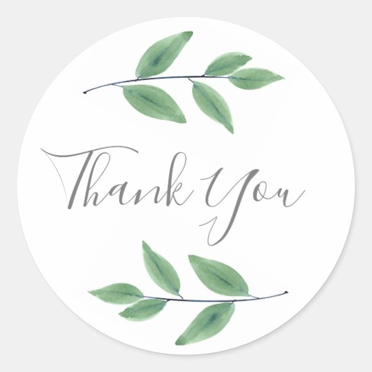 Sticker Rond Feuilles d'aquarelle verte (Devant)