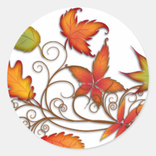 Sticker Rond Feuilles d'automne