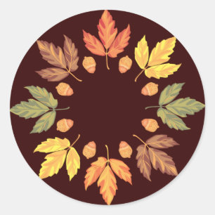 Sticker Rond Feuilles d'automne