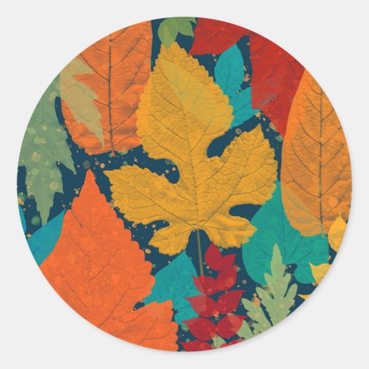 Sticker Rond Feuilles d'automne (Devant)