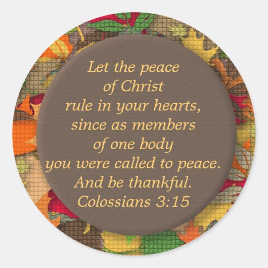 Sticker Rond Feuilles d'automne Bible Verse-Thankfulness Sticke (Devant)