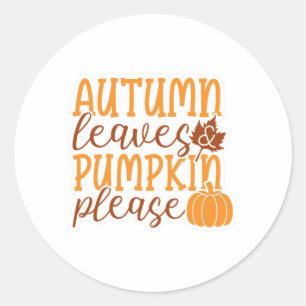 Sticker Rond Feuilles d'automne Citrouille S'il vous plaît