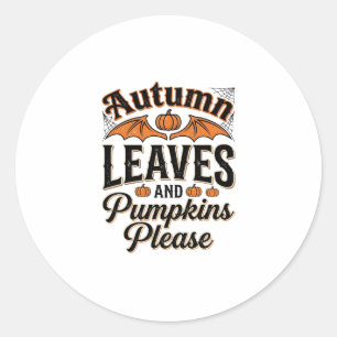 Sticker Rond Feuilles d'automne Citrouilles S'il vous plaît Vin