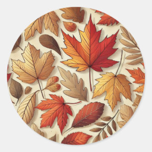 Sticker Rond feuilles d'automne classiques