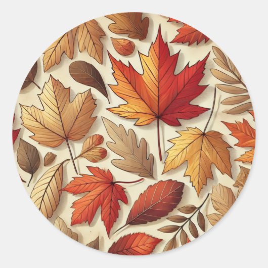 Sticker Rond feuilles d'automne classiques (Devant)