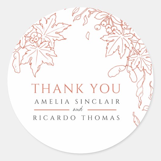 Sticker Rond Feuilles d'automne dessin orange mariage faveur me (Devant)