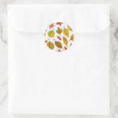 Sticker Rond Feuilles d'automne en blanc (Sac)