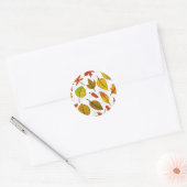 Sticker Rond Feuilles d'automne en blanc (Enveloppe)