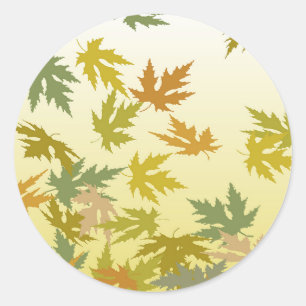 Sticker Rond Feuilles d'automne en chute colorée