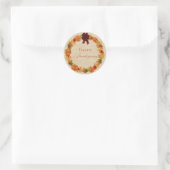 Sticker Rond Feuilles d'automne et Citrouille Thanksgiving (Sac)