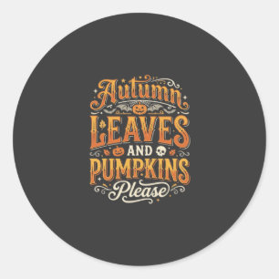 Sticker Rond Feuilles d'automne et citrouilles s'il vous plaît