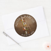 Sticker Rond Feuilles d'automne et échelle Mariage rustique (Enveloppe)