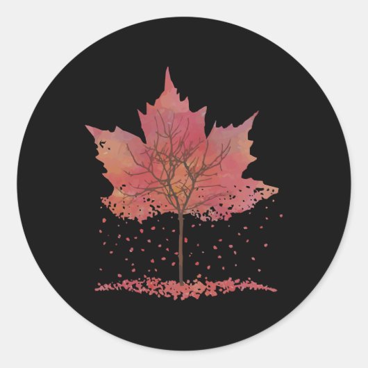 Sticker Rond Feuilles d'automne Graphic Tee - automne populaire (Devant)