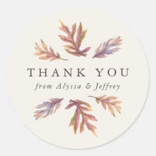 Sticker Rond Feuilles d'automne mariage merci pour