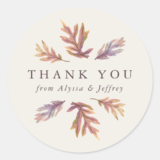 Sticker Rond Feuilles d'automne mariage merci pour (Devant)