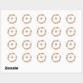 Sticker Rond Feuilles d'automne Terracotta Monogram Mariage (Feuille)