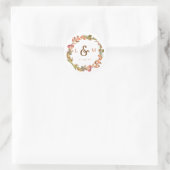 Sticker Rond Feuilles d'automne Terracotta Monogram Mariage (Sac)