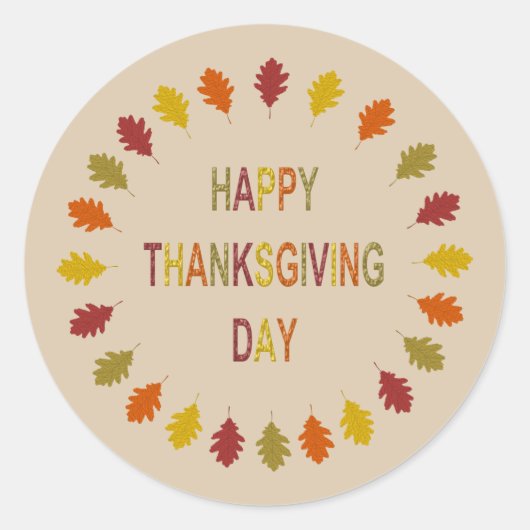 Sticker Rond Feuilles de chêne de Thanksgiving (Devant)