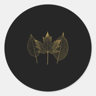 Sticker Rond Feuilles de chêne dorées Feuille d'automne Dessin