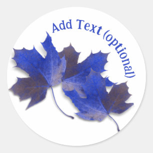 Sticker Rond Feuilles de chute bleues