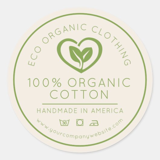 Sticker Rond Feuilles de coton bio dans une entreprise verte (Devant)